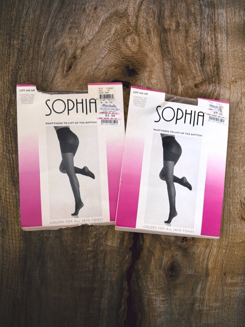 Vintage Sophia Lift Me-Up Pantyhose Lot 2 Taupe Medium Control Top NOS USA